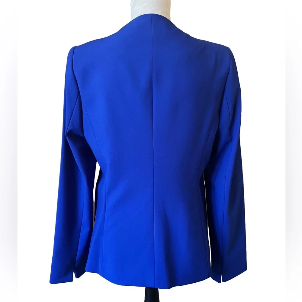 Calvin Klein Royal Blue Tailored Suit Jacket with Silver Bar Closure| Petite 12